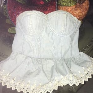 Denim Peplum tube top